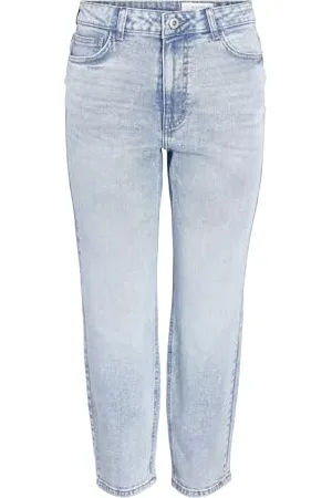 Noisy May Damen Jeans Cropped High Waist Hose Denim Bleached Pants NMMONI, Farben: , Größe:27W / 32L, Beinlänge:L32