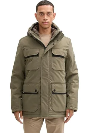 TOM TAILOR Herren Winterjacke mit Abnehmbarer Kapuze, , M