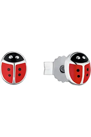 Amor Ohrstecker 925 Sterling Silber Mädchen Kinder Ohrschmuck, 0,5 cm, Silber, Marienkäfer, Kommt in Schmuck Geschenk Box, 9211234