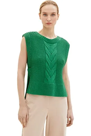 TOM TAILOR Damen 1035300 Pullunder mit Zopfmuster, , XXS