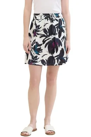 TOM TAILOR Damen Kurzer Rock mit sommerlichem Print , dark blue floral design, 44