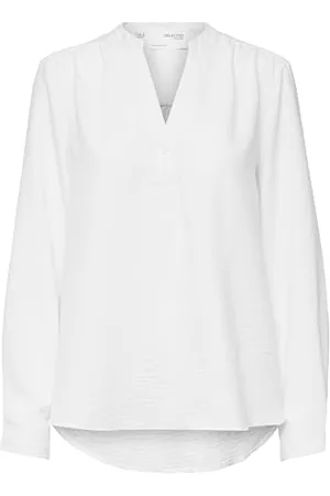 SELECTED Damen SLFMIVIA LS B NOOS Long Sleeve Top, Snow White, 38 (13er Pack)