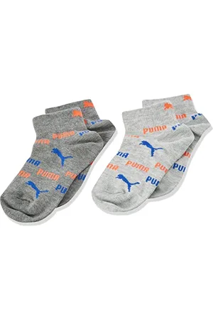 PUMA Unisex Kids Logo Quarter 4P, Grey mélange/Lava, 35/38