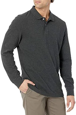 Amazon Herren Piqué-Poloshirt mit Langen Ärmeln in schmaler Passform, , S