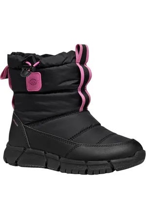 Geox J FLEXYPER Girl B AB Snow Boot, Black/Fluo Fuchsia, 31 EU
