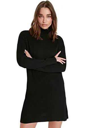Trendyol Damen Regular Standard Rollkragen-Strickkleid Kleid, , M