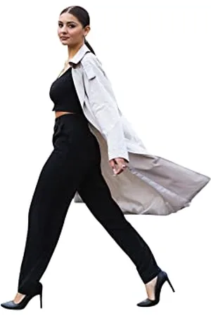 Trendyol Damen Belt Apartment Detailed Over Long Trench Coat, Greige, 32 EU