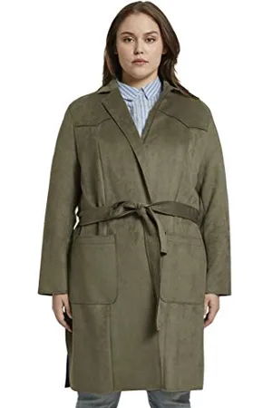 TOM TAILOR MY TRUE ME Damen Plussize Trenchcoat in Velour-Optik 1020988, , 50 Große Größen