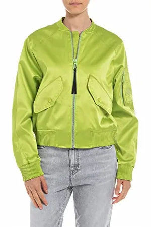 Replay Damen Blouson Jacke mit Reißverschluss, (Grün), S