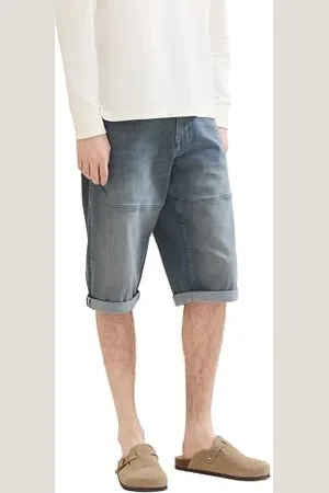 TOM TAILOR Herren Morris Fit Overknee Shorts, mid stone blue grey denim, 31