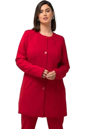 Ulla Popken Damen Longblazer, Ziernähte, Rundhals, Jersey Blazer, , 58-60