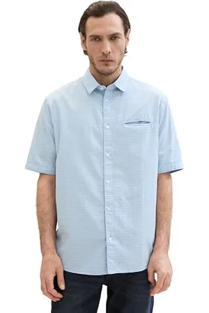 TOM TAILOR Herren Comfort Fit Hemd mit Struktur, blue colored dots structure, S