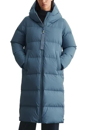 Marc O’ Polo Marc OߴPolo Damen Daunenmantel mit Stehkragen wasserabweisend, Blau (Hazy Blue), 44