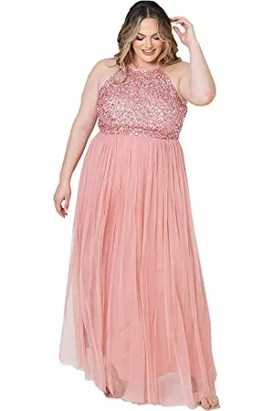 Maya Deluxe Damen Womens Ladies Bridesmaid Maxi Dress Halter Neck Sequin Embellished Prom Graduation Wedding Brautjungfernkleid, , 54