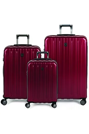 Delsey Erweiterbares Reisegepäck aus Titan mit Spinner-Rädern, Schwarz Kirschrot, 3-Piece Set (19/25/29), Erweiterbares Reisegepäck aus Titan mit Spinner-Rädern