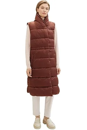 TOM TAILOR Damen 1038752 Longstyle Weste mit Stehkragen, 30337-raisin, XXL