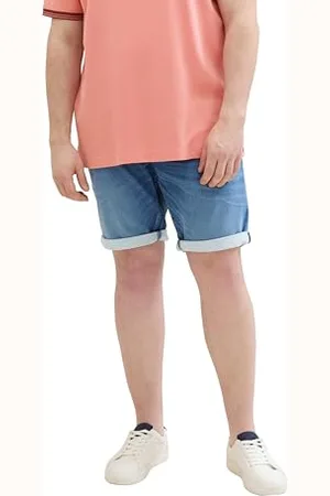 TOM TAILOR Herren Plussize Slim Jogg-Jeans Bermuda Shorts mit hohem Stretch, mid stone wash denim, 40