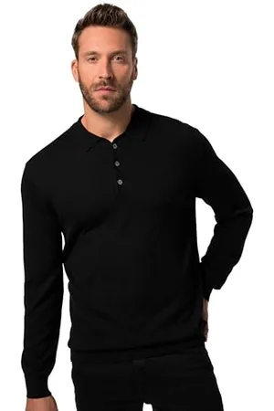 JP 1880 Herren große Größen Übergrößen Menswear L-8XL Strick-Poloshirt FLEXNAMIC®, Langarm, Merino-Mix, bis 7 XL L 829307100-L