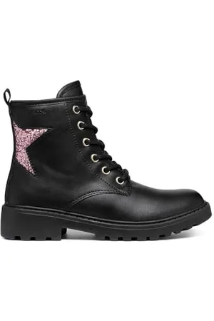 Geox J Casey Girl G Ankle Boot, Black/LT Rose, 40 EU