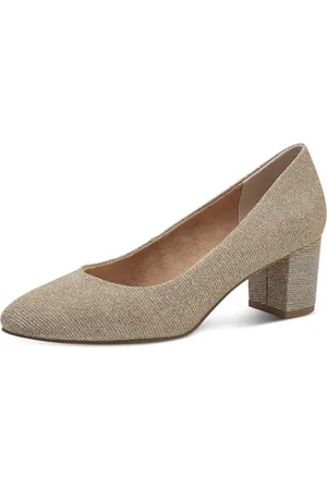 Marco Tozzi Damen Pumps mit Blockabsatz Elegant, Beige , 39 EU
