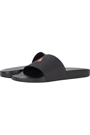 Ralph Lauren Herren Polo Slides, Schwarz/Rot, 43 EU