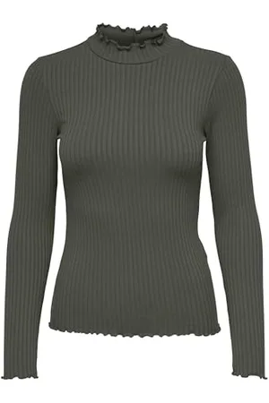 JDY Damen fransiska L/S Highneck JRS Noos Top, , S