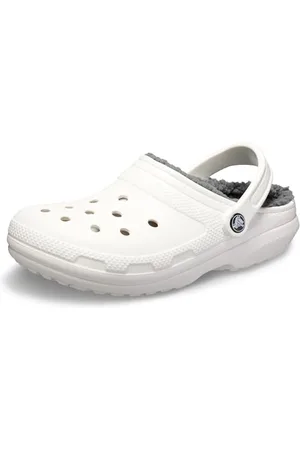 Crocs Classic Lined Clog – Unisex Clogs für Erwachsene – Mit flauschigem Innenfutter – Im Slip-On-Stil – Weiß/Grau – Größe 36-37