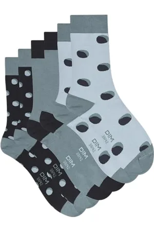 Dim 3er Pack Herrensocken im Baumwollstil mit Polka Dot-Muster Socken Herren, Dunkelblaue/hellblaue Punkte, 43-46