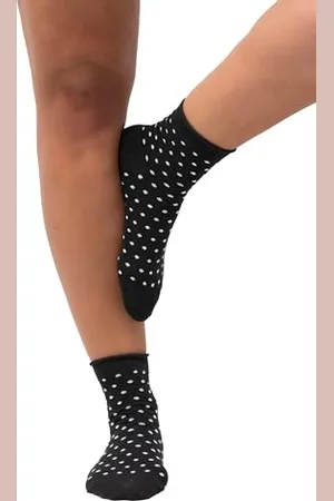 Ulla Popken Damen Rollrand, Punkte Strümpfe, , One Size