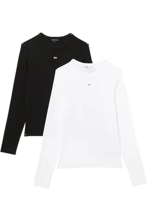 Tommy Hilfiger Women TJW 2PACK SLIM ESSENTIAL RIB LS DW0DW17716 Multi (White / Black) XS