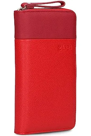 Zwei Damen Geldbörse Eva EV2 langes Portemonnaie 15 Kartenfächer, Sichtfach, 2 Scheinfächer, Geldbeutel mit Münzfach & umlaufenden Reißverschluss, weiches Kunstleder in Bicolor