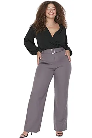 Trendyol Damen Tbbaw23ar00016/Antrasit Hose, , 46 Große Größen EU