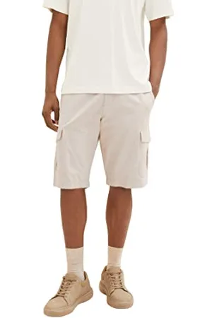 TOM TAILOR Herren 1036310 Cargo Bermuda Shorts, 31851-Desert Fawn White Chambray, 30