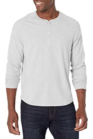 Amazon Herren Henley-Shirt mit langen Ärmeln und normaler Passform (erhältlich in Übergrößen), , S