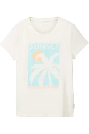 TOM TAILOR Mädchen Kinder T-Shirt mit Print , Wool White, 128