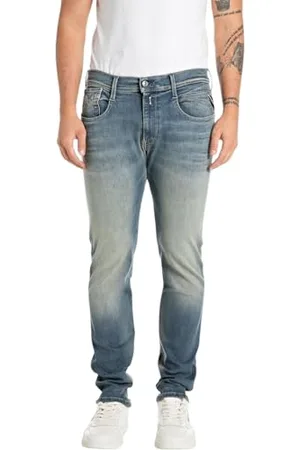 Replay Herren Jeans Anbass Slim-Fit Hyperflex mit Stretch, Blau , 34W / 30L