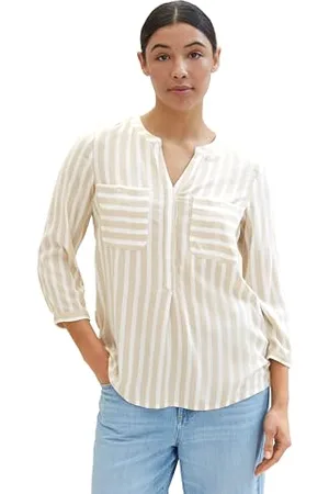 TOM TAILOR Damen Bluse mit Streifen & Brusttaschen, , 38