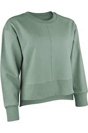 Nur Die Sweater Relax & Go Pullover Hoodie aus Baumwolle mit weichem Innenfleece Rundhals-Ausschnitt lässiges lockere Sweatshirt Damen