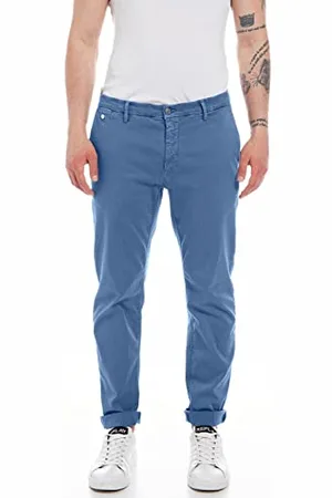 Replay Herren Chino Benni Regular-Fit Hyperflex X-Lite mit Stretch, (Blau), 27W / 30L