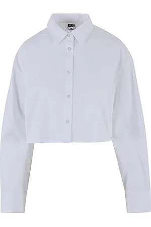 Urban classics Damen TB6065-Ladies Cropped Oversized Blouse Bluse, White, S
