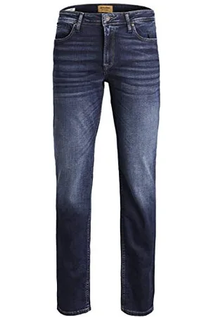 JACK & JONES Jeans Regular Fit Denim Stone Washed Mid Waist mit Heller Naht JJICLARK JJORIGINAL, Farben:Blau,Größe Jeans:W38 L34,Z - Länge L30/32/34/36/38:L34