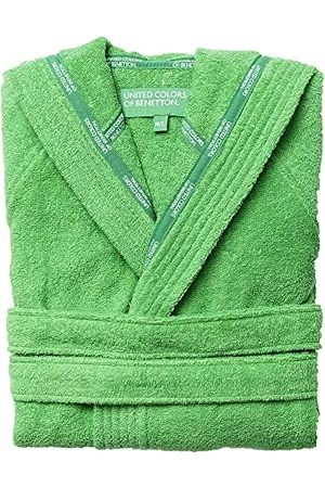 Benetton Herren Bademantel Albornoz Con Capucha L/Xl 360gsm 100% Algodón Verde Rainbow, , Einheitsgröße.