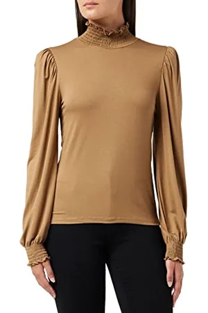 ONLY Damen Langarm-Shirt ONLELVA - Regular Fit XS S M L XL Schwarz Braun, Größe:M, Farbe: 15278771