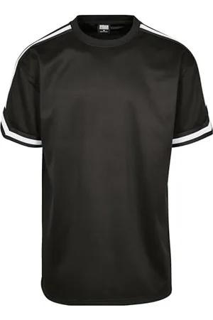 Urban classics Herren T-Shirt Oversized Stripes Mesh Tee, Kurzarm T-Shirt für Herren, Oversized Fit, Zacken am Ärmelsaum, black, S