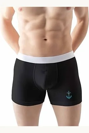 Green Fish Herren-Boxershorts, Symbol Gedruckt, Herrenunterwäsche, Sport-Slip, 30/1 Gekämmter Baumwoll Single Jersey Stoff, Superweiche Qualität, Größe: M, Farbe:
