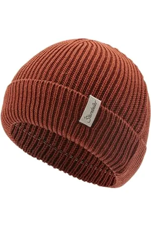 Sterntaler Strickmütze mit Umschlag - Klassische Unisex Beanie aus Baumwollmischgewebe - Winter Babymütze mit Rippstrickmuster - lehmbraun, 49