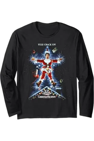 Warner Bros. Christmas Vacation Movie Poster Unisex-Erwachsene Langarmshirt S Klassisch geschnitten, Pull-On, Klassische Passform, Cartoon, Weihnachten, Movie Cartoon Long-sleeve Shirt, Shirt