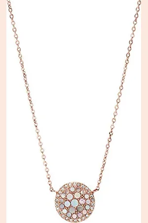 Fossil Halskette Für Frauen, 40,6 Cm Länge, 5,1 Cm Verlängerung Rosa, Rose Gold Perlmutt, Edelstahl Halskette, JF01740791