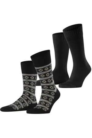 ESPRIT Herren Socken Scandi Multipack M So Baumwolle Wolle gemustert 2 Paar, , 43-46