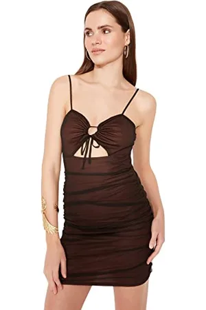 Trendyol Damen Women Bodycon Fitted Knit Dress Glam Mini Figurbetontes Strickkleid, , 60